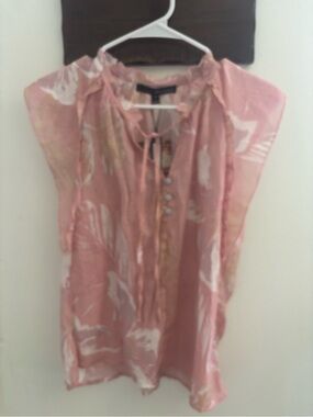 Harve Benard Dusty Pink Tie-Front Cap Sleeve Blouse